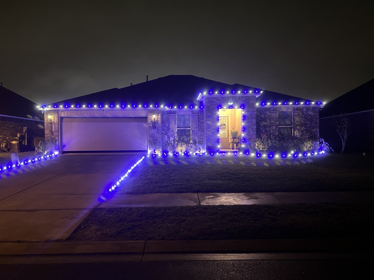 Blue and white display