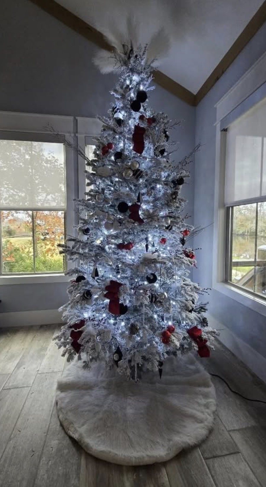 Custom indoor Christmas tree decorating